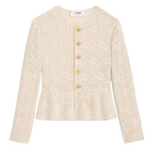 Celine 2024 Chelsea Cream Lace Button-Up Jacket